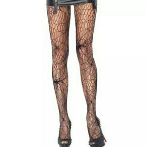 Sexy black spider patterned fishnets